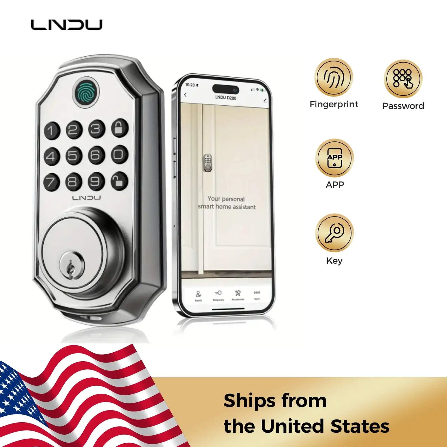 LNDU D280L Smart Door Lock With Fingerprint Keypad Pro - Safety First Gear 25