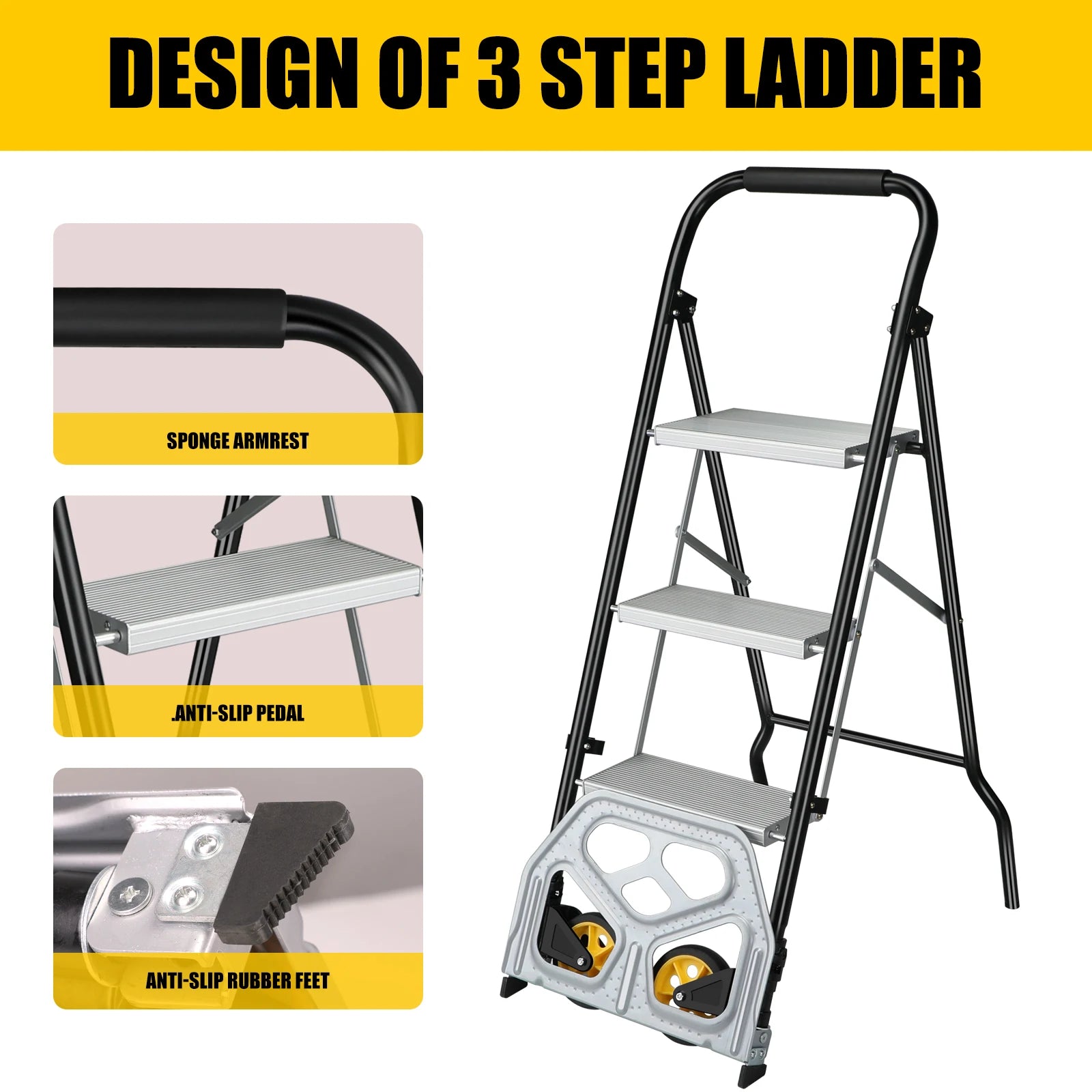 Folding Hand Truck and Step Ladder for Household Use - Safety First Gear 25