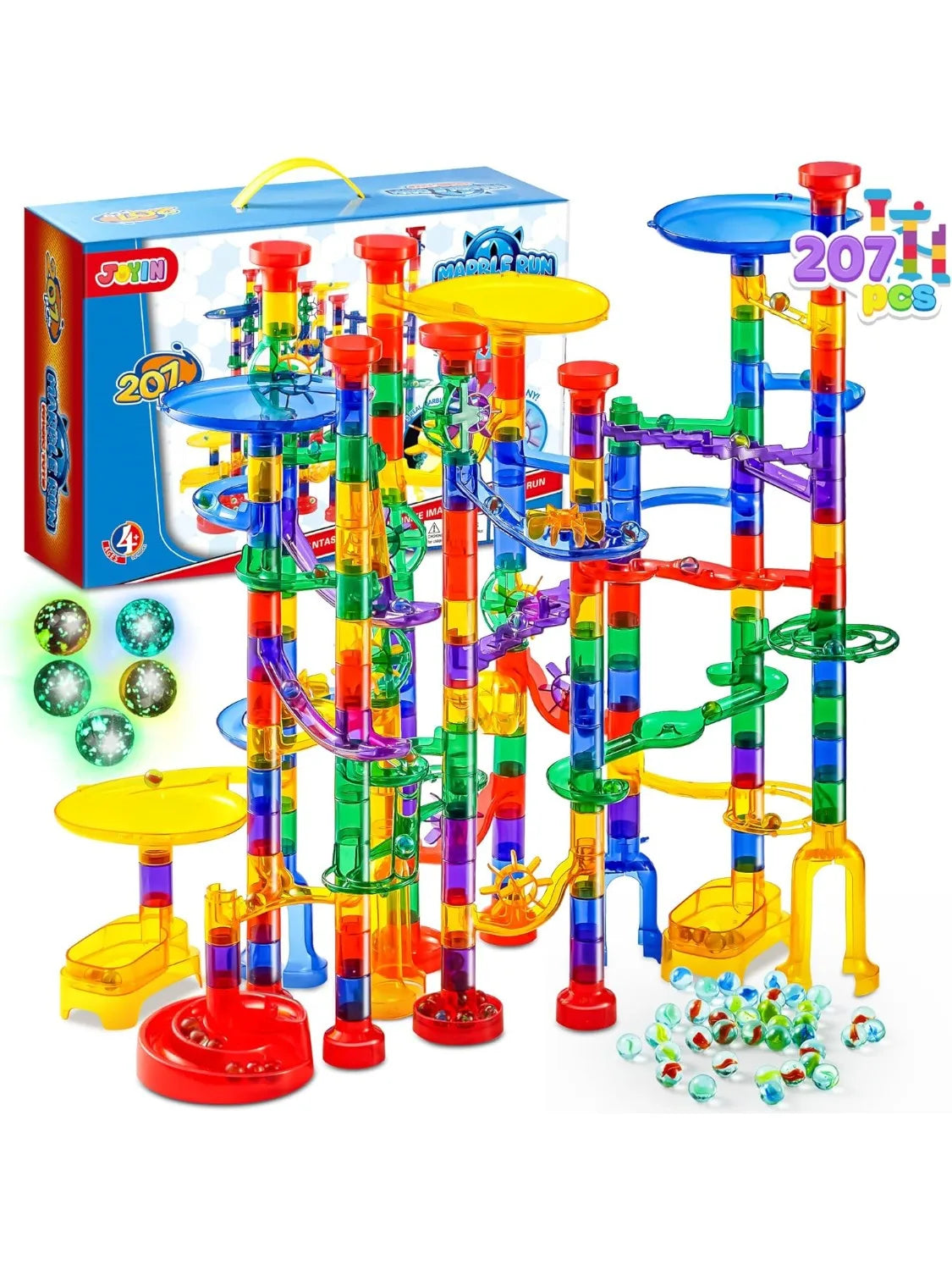 Joyfy 207 Piece Glowing Marble Run Set For Kids Toy