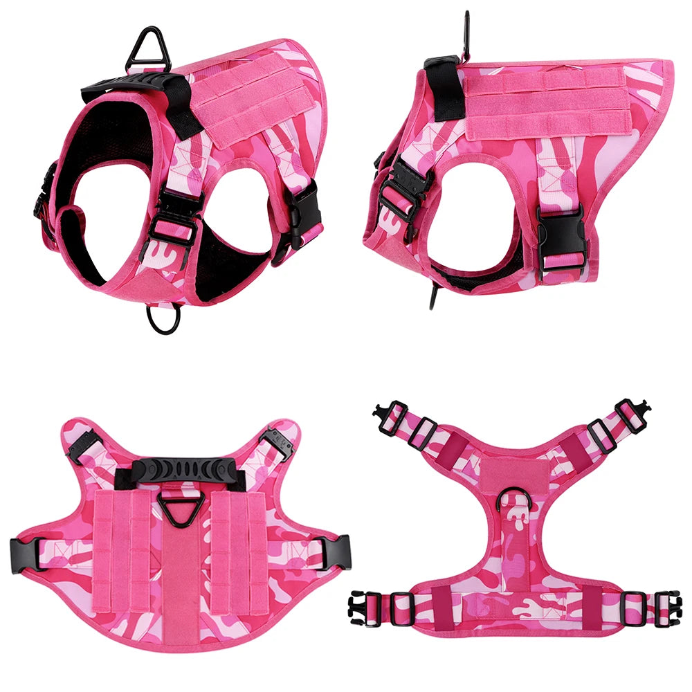 Military Pink Camouflage Dog Harness for Tactical Training - Safety First Gear 25