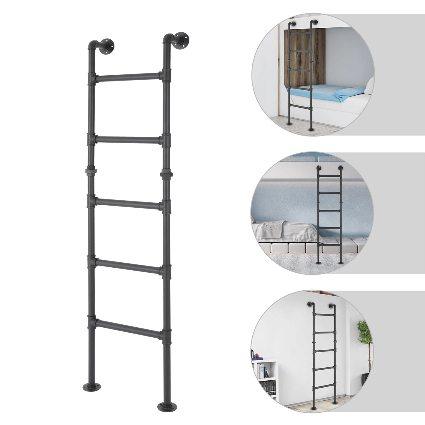 Hign Concerned 5 Step Carbon Steel Ladder Wall Mounted