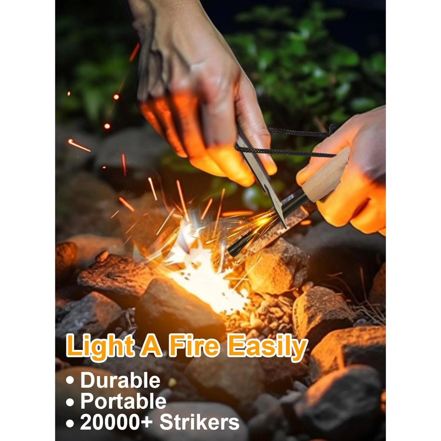 Hign-concerned Official Fire Starter Survival Kit With MagnesiumRod And BraidedHempRope - Safety First Gear 25