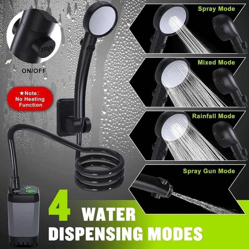 XIAOTREE Portable Camping Shower 6000mAh Rechargeable With 4 Modes - Safety First Gear 25