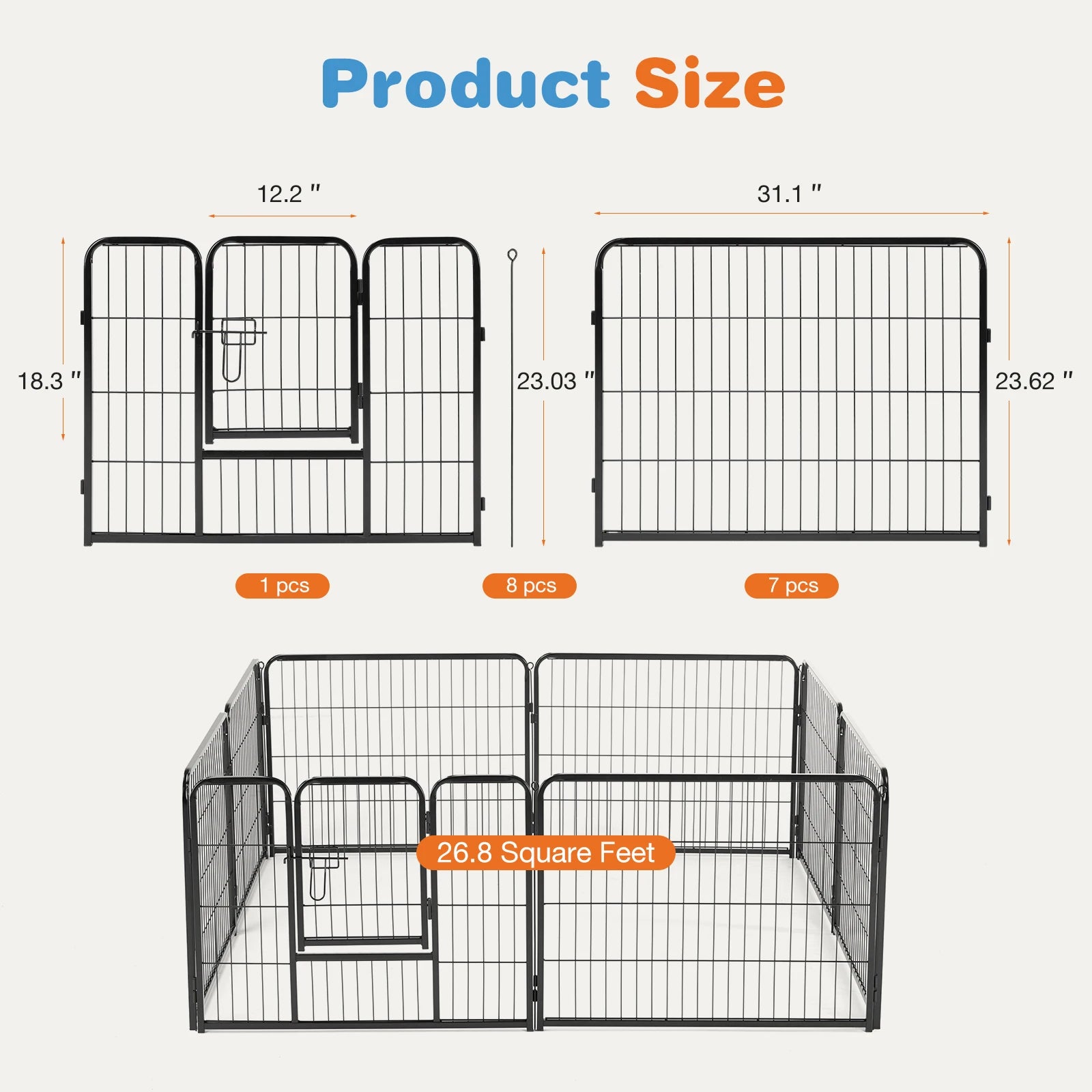 Heavy Duty Metal Dog Playpen for Indoor and Outdoor Use - Safety First Gear 25