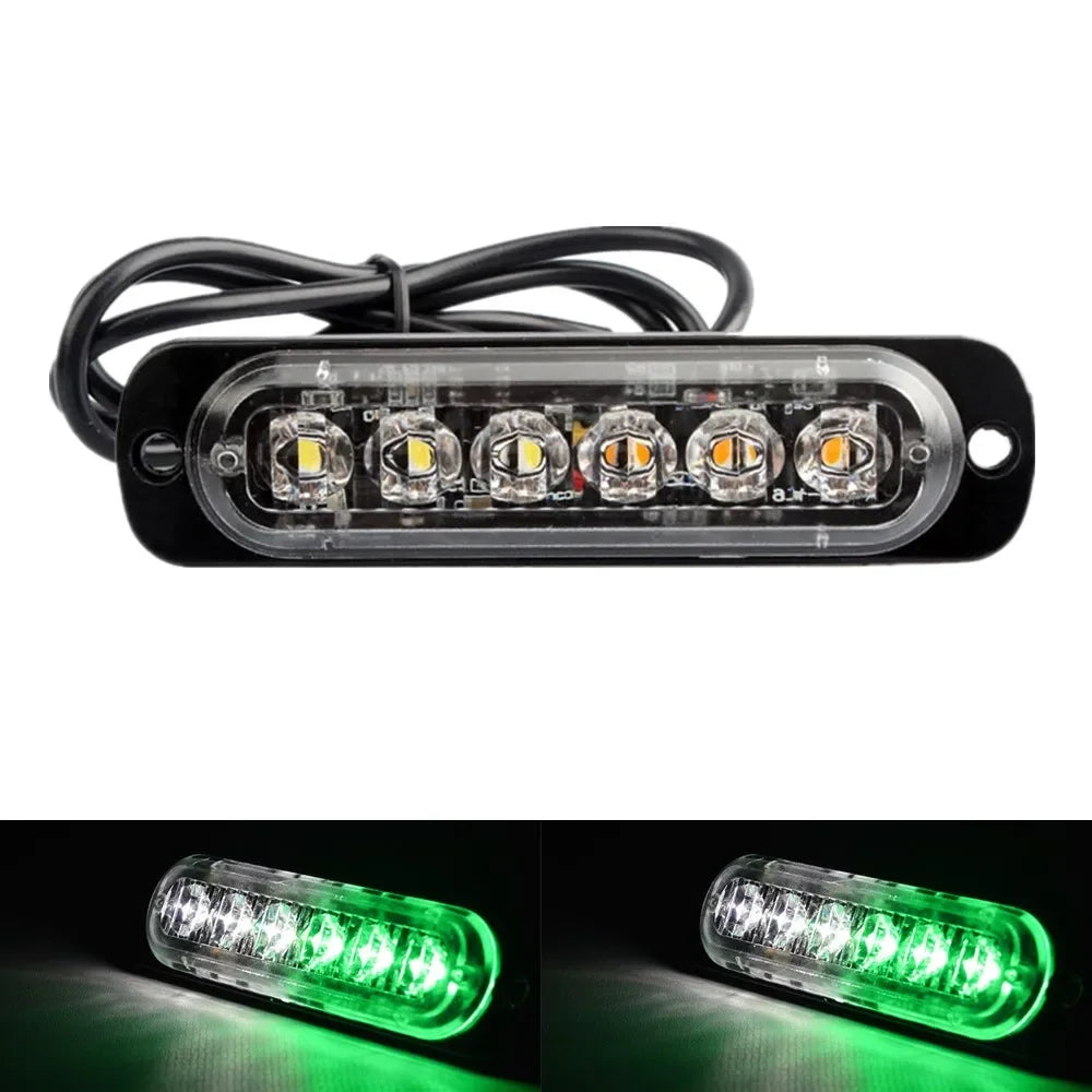 10PCS 6LED Strobe Warning Light for Car 12-24V Emergency Side Marker Light Truck Trailer Flashing Beacon Lamp