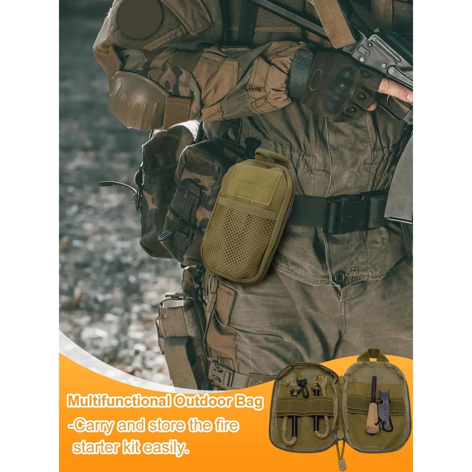 Hign-concerned Official Fire Starter Survival Kit With MagnesiumRod And BraidedHempRope - Safety First Gear 25