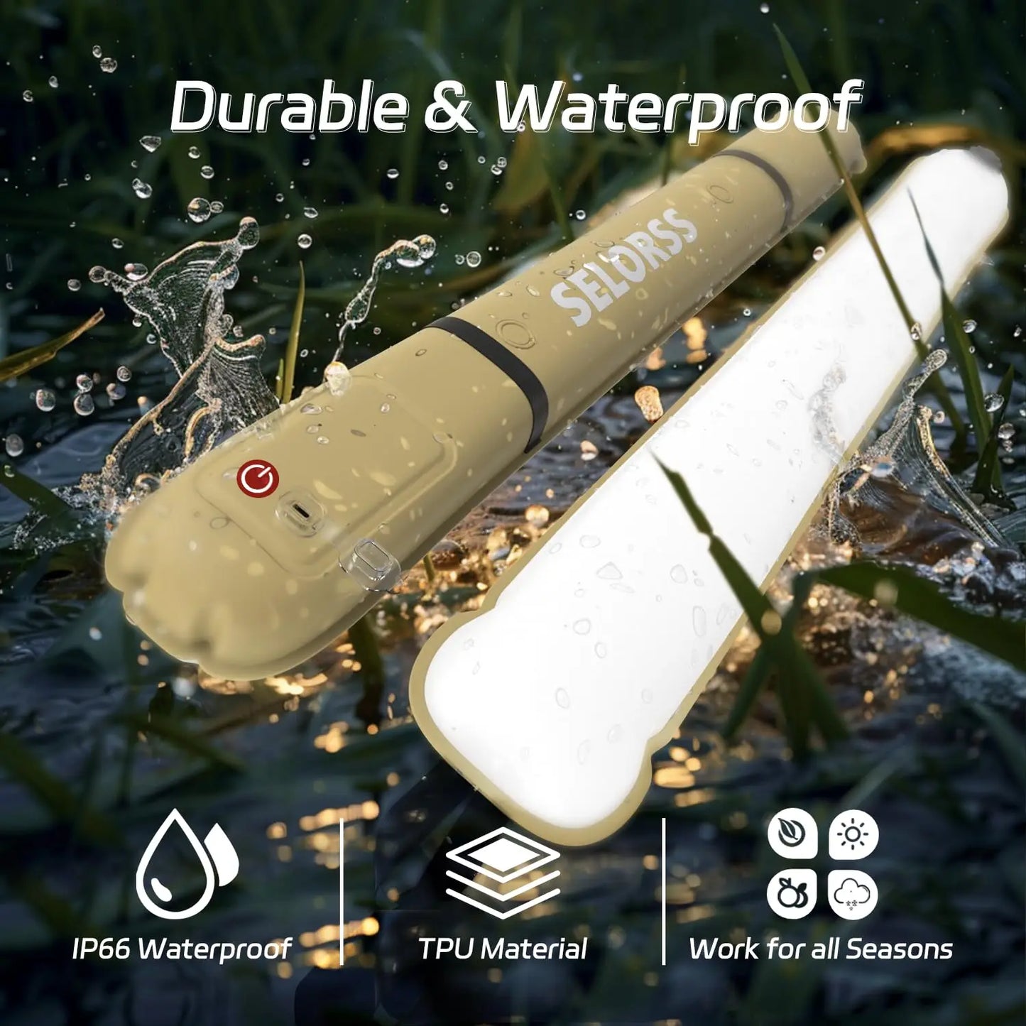 SELORSS Rechargeable Portable Camping Light Waterproof Tent Lamp
