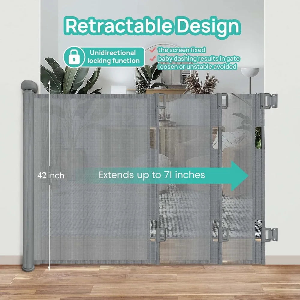 Retractable Baby Gate For Doorways And Stairs Indoor Outdoor Pet Gate