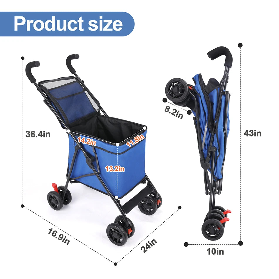Pet Stroller for Dogs and Cats Travel Carrier with Wheels - Safety First Gear 25