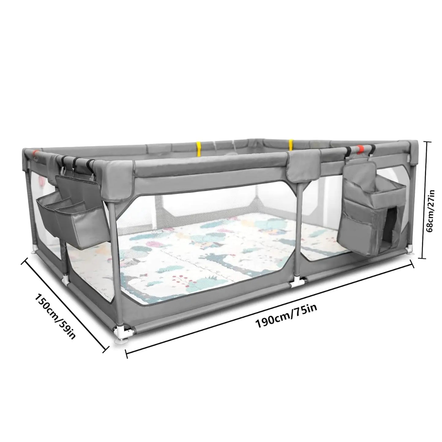 Extra Large Baby Playpen with Mat and Storage Bag - Safety First Gear 25