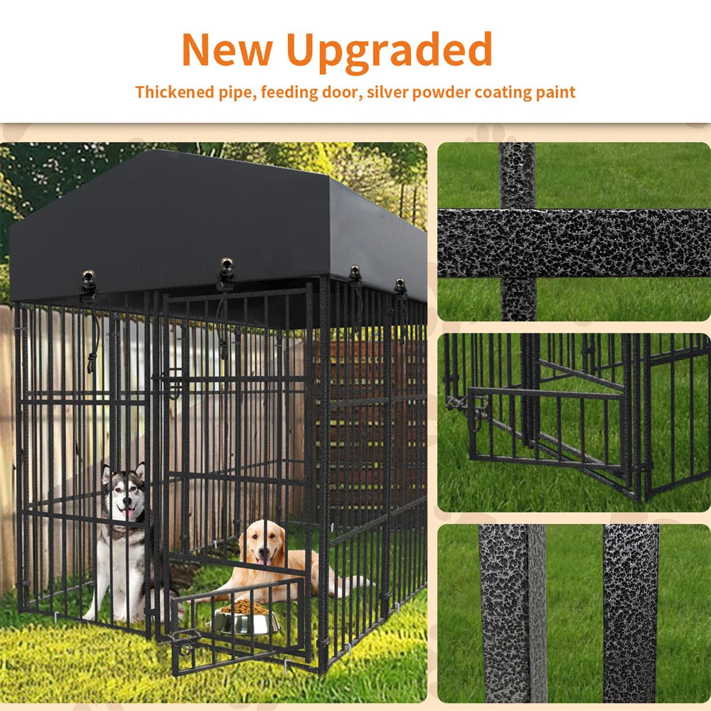 Heavy Duty Dog Kennel with Roof Cover for Secure Playtime - Safety First Gear 25