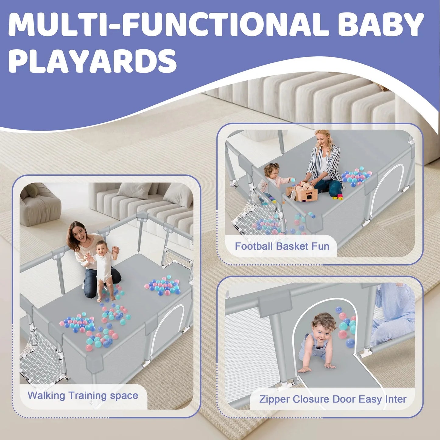 ANGDUO Baby Playpen With Soft Breathable Mesh Safety Fence - Safety First Gear 25