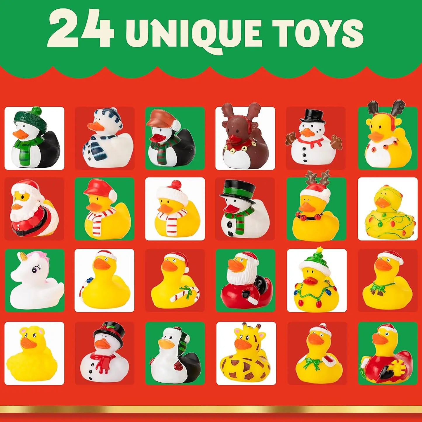 Joyfy Christmas Advent Calendar Ducks 24 Days Countdown Rubber Ducks