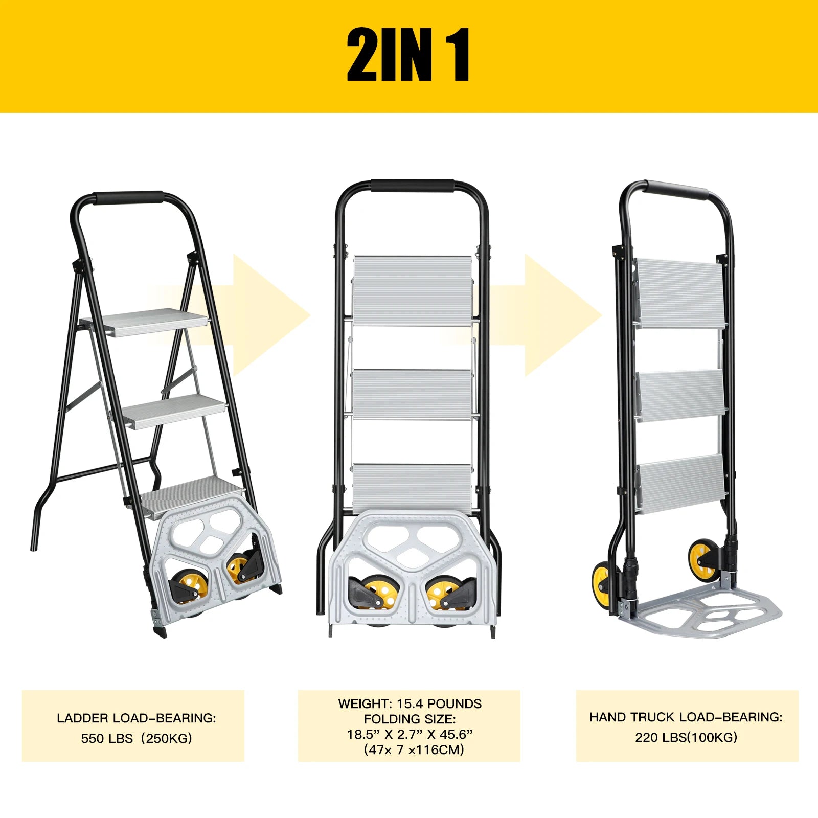 Folding Hand Truck and Step Ladder for Household Use - Safety First Gear 25