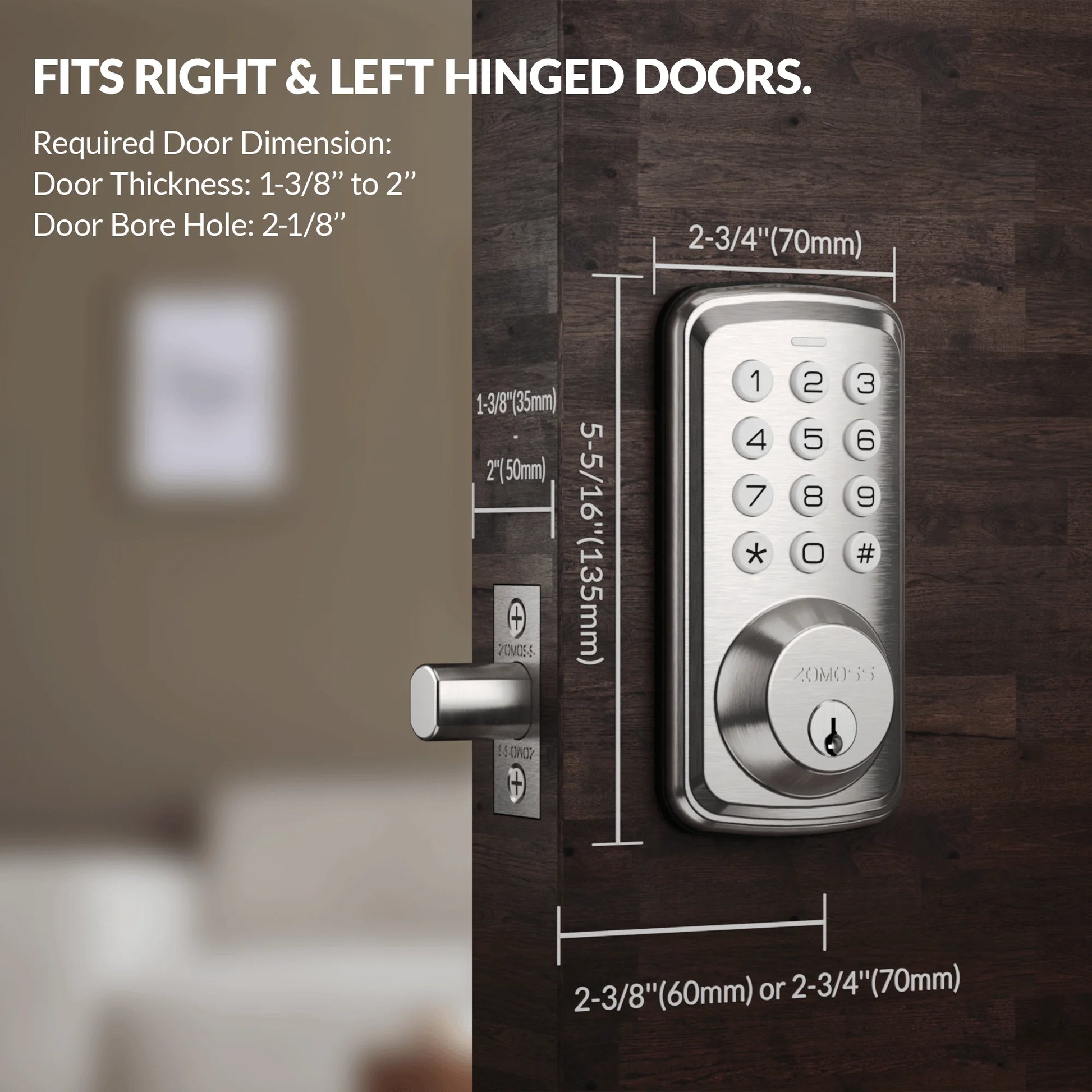 ZOMOSS Smart Keypad Door Lock With Anti-Peeking Password Features - Safety First Gear 25
