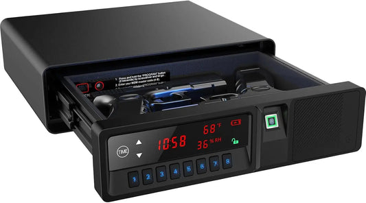 Slide Away Pistol Safe Drawer With LCD Temp Humidity Time