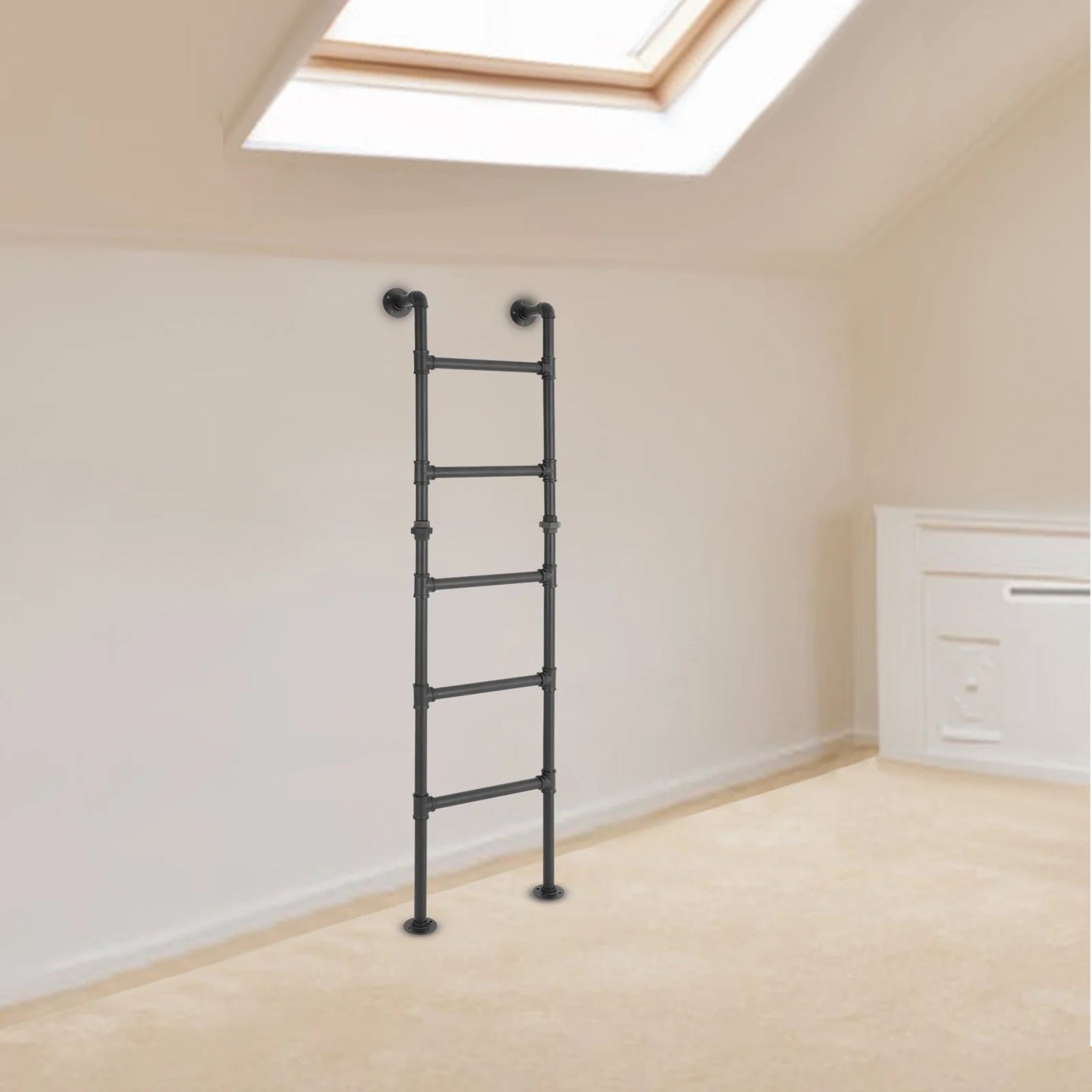 Hign Concerned 5 Step Carbon Steel Ladder Wall Mounted
