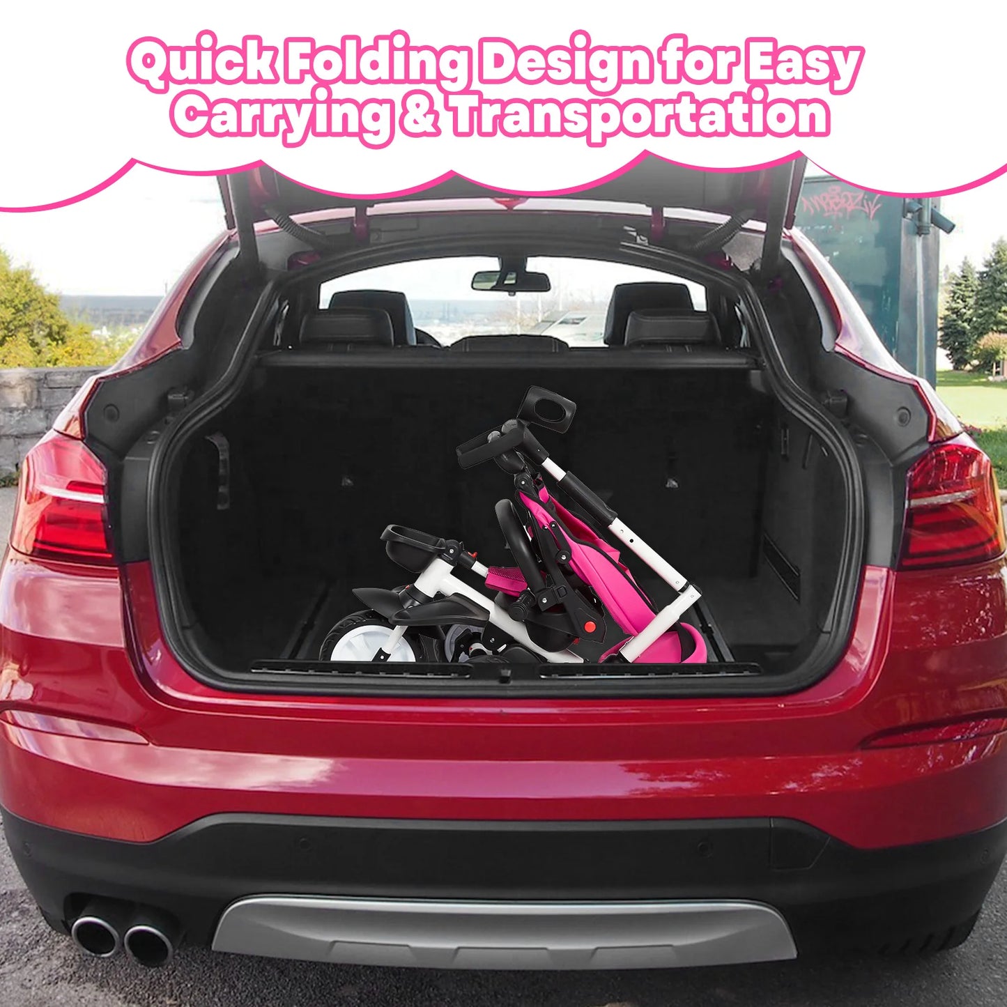 Hign-concerned 7-In-1 Folding Toddler Tricycle With Push Handle