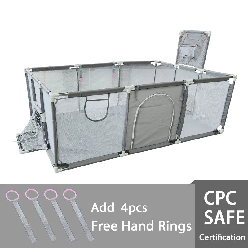 IMBABY Playpen With Basketball Fence For Children Safety