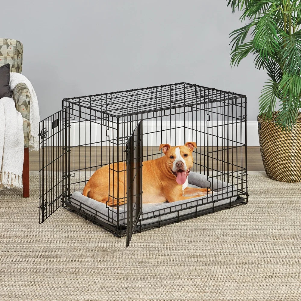 Heavy-Duty Double Door Folding Dog Crate with Divider Panel - Safety First Gear 25
