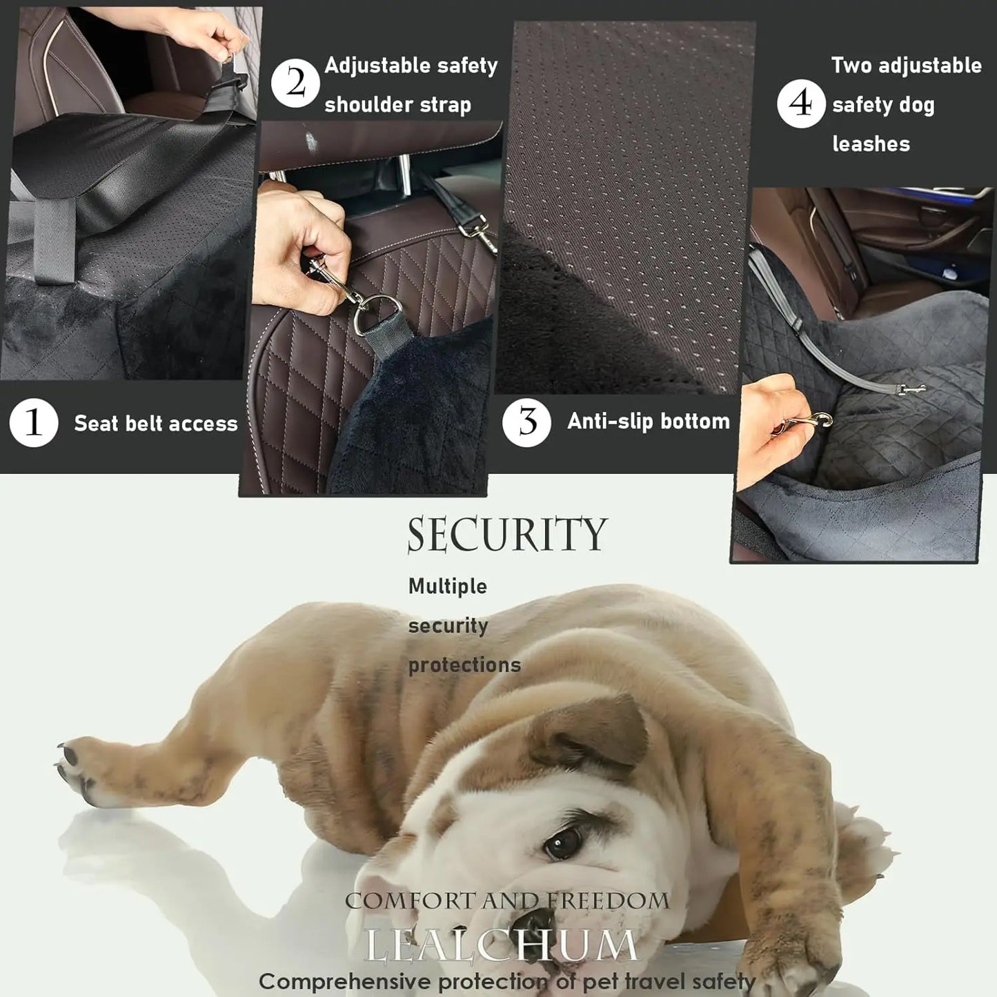 Dog Car Booster Seat With Washable Cushion And Storage Pockets