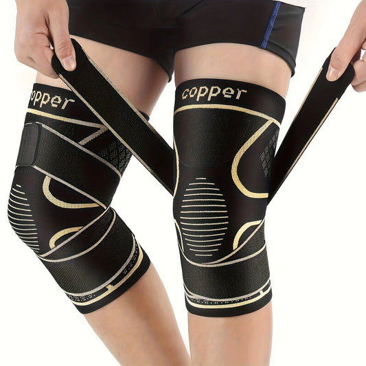 Craft Of Weaving Copper Knee Sleeves With Two Straps - Safety First Gear 25