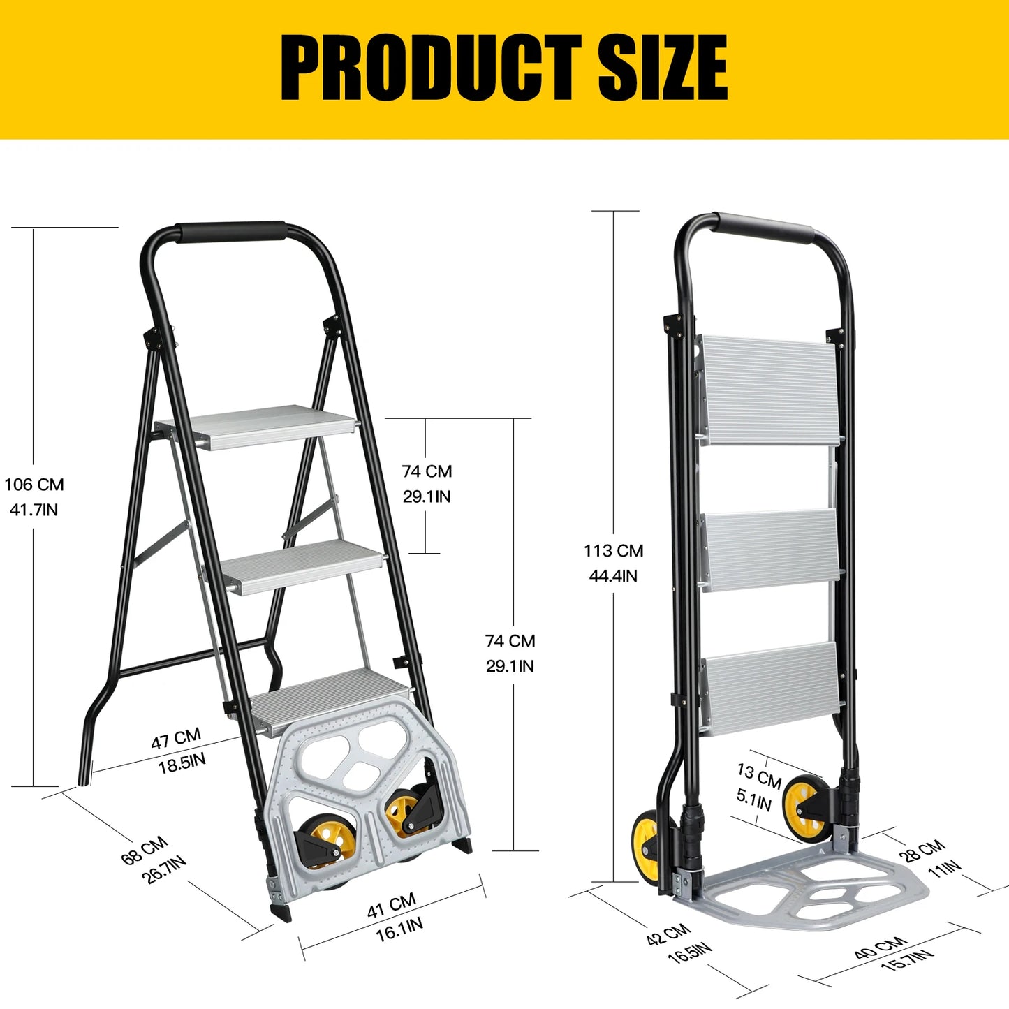 Folding Hand Truck and Step Ladder for Household Use - Safety First Gear 25