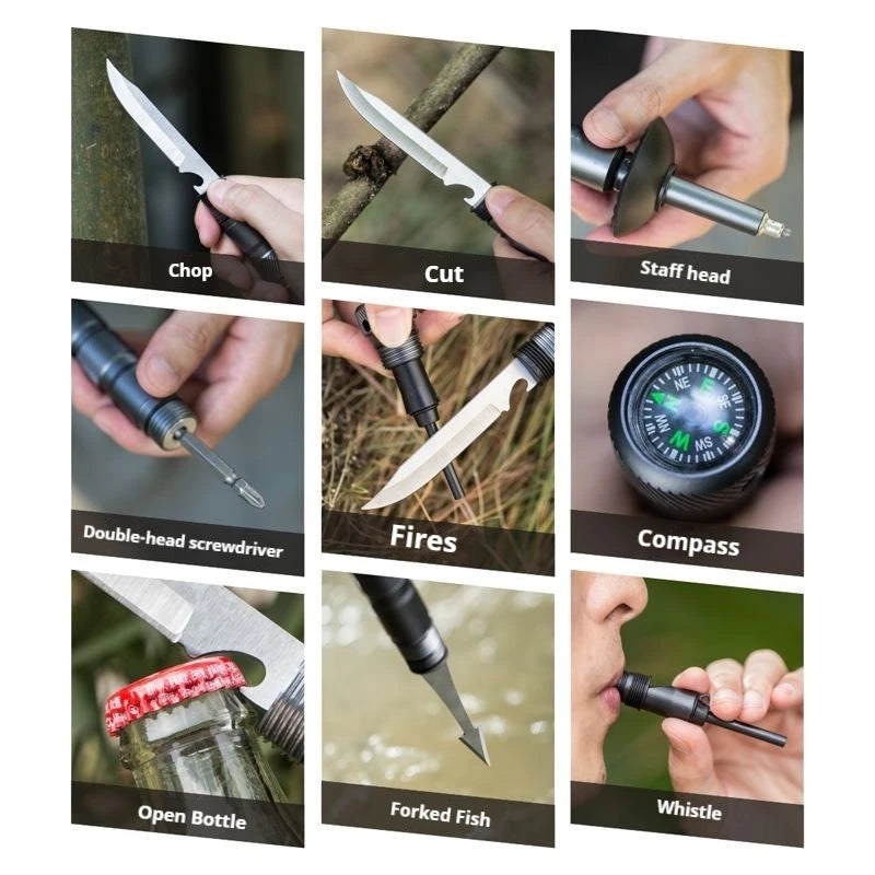 Adjustable Lightweight Tactical Hiking Poles with Multi Tool Features - Safety First Gear 25