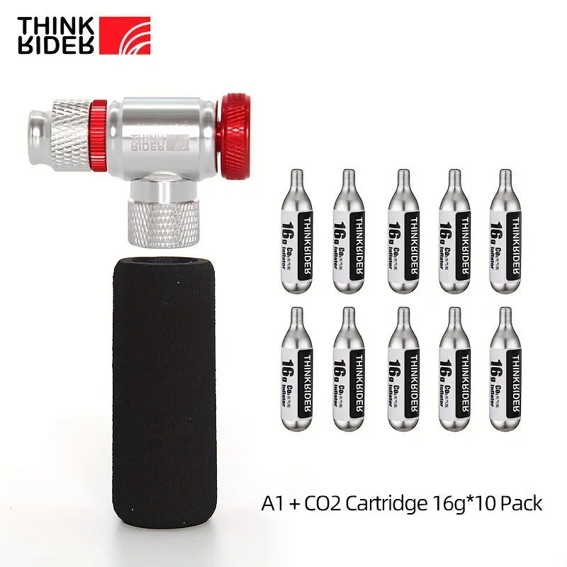 ThinkRider CO2 Pump For Bicycle Schrader Presta Adapter Bike Pump Inflator Aluminum Tire Tube Mini size MTB Bicycle Pumps CO2 Ca - Safety First Gear 25