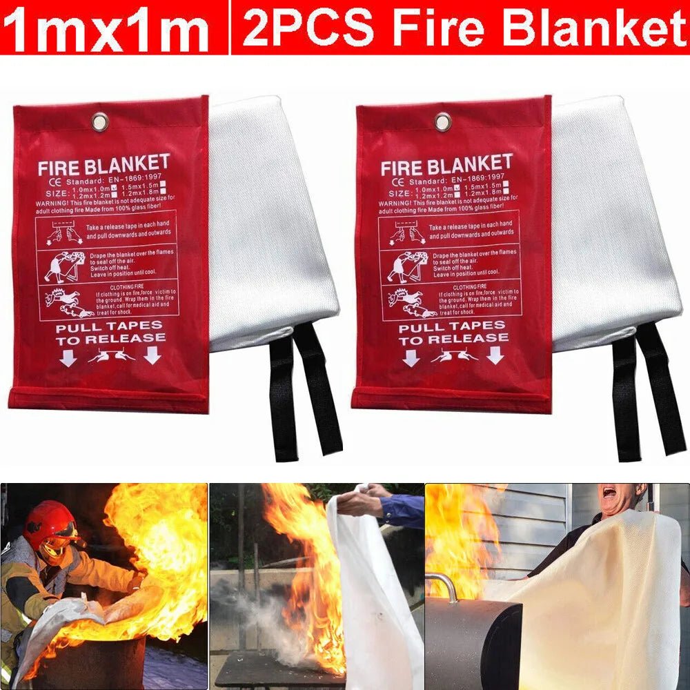 2 Pack Fire Blanket Kitchen Safety And Home Fire Protection - Safety First Gear 25