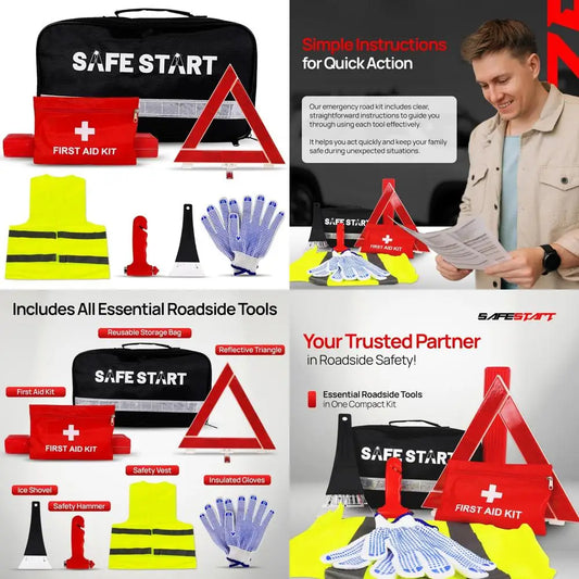 XMSJ Car Emergency Kit Roadside Safety Toolbox with First Aid