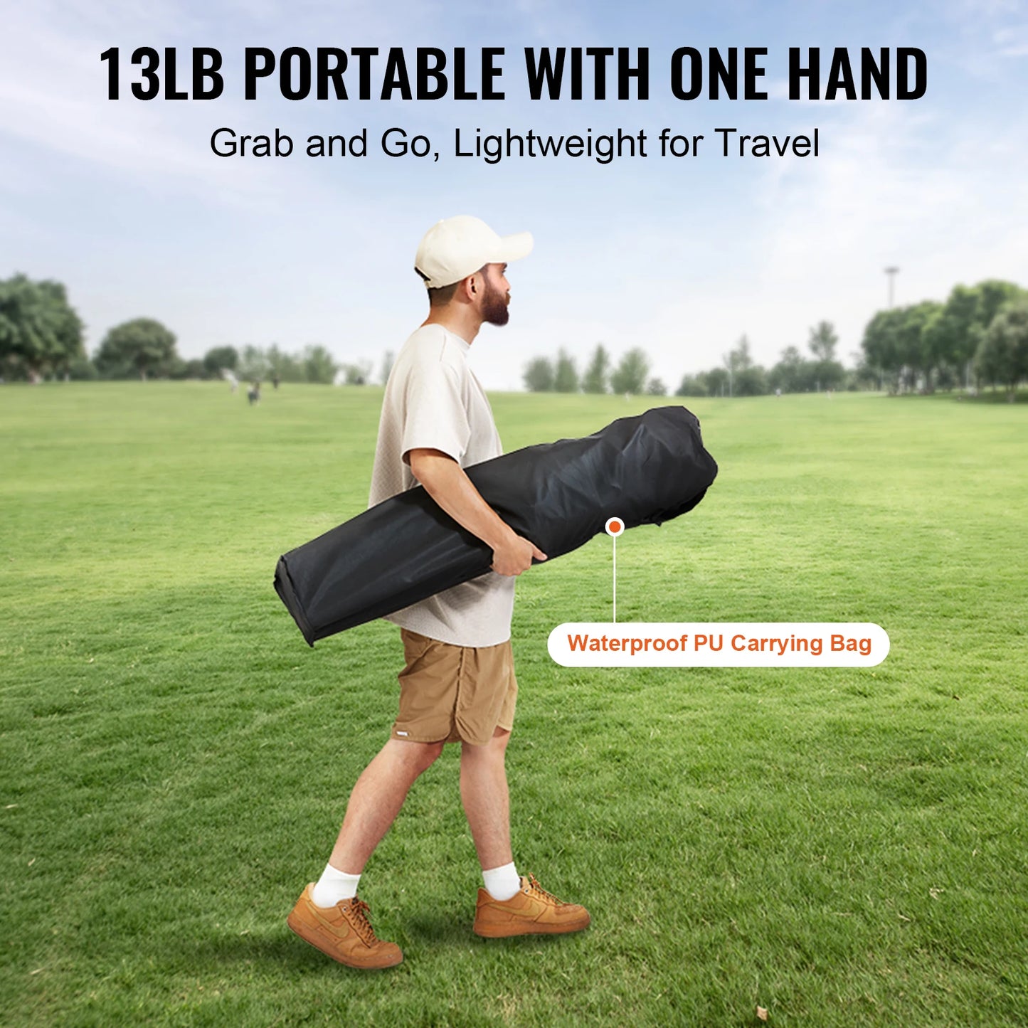 VEVOR Outdoor Camping Folding Chair Quad Lumbar Support With Pockets