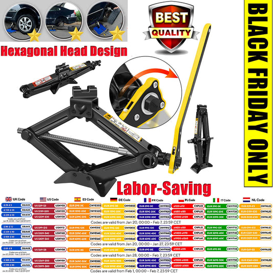 DayPlus 2 Ton Car Scissor Jack Emergency Lift Stand