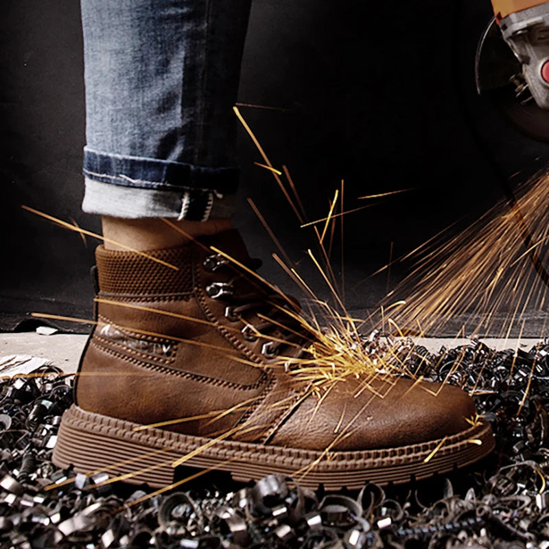 Mens Waterproof Steel Toe Work Boots High Top Safety Shoes - Safety First Gear 25