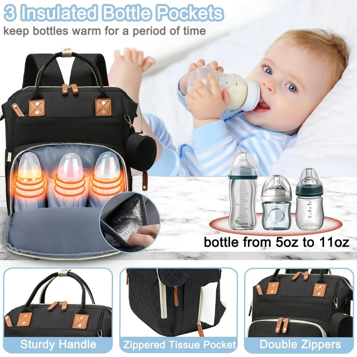Backpack Diaper Bag For Dad Mom Large Capacity Nursing - Safety First Gear 25