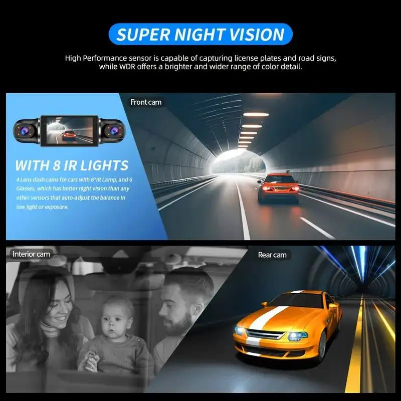 Car Camera Recorder with Multi-Screen Parking Monitoring System - Safety First Gear 25