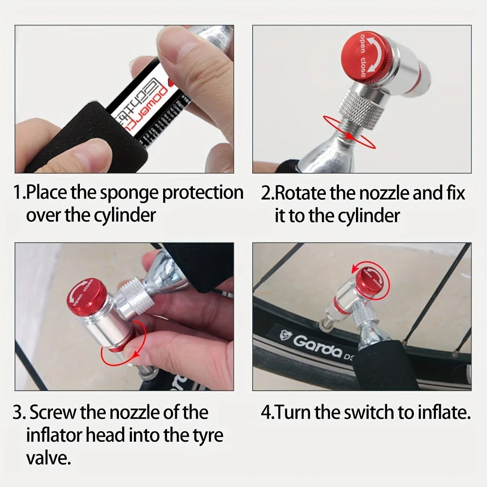 ThinkRider CO2 Pump For Bicycle Schrader Presta Adapter Bike Pump Inflator Aluminum Tire Tube Mini size MTB Bicycle Pumps CO2 Ca - Safety First Gear 25