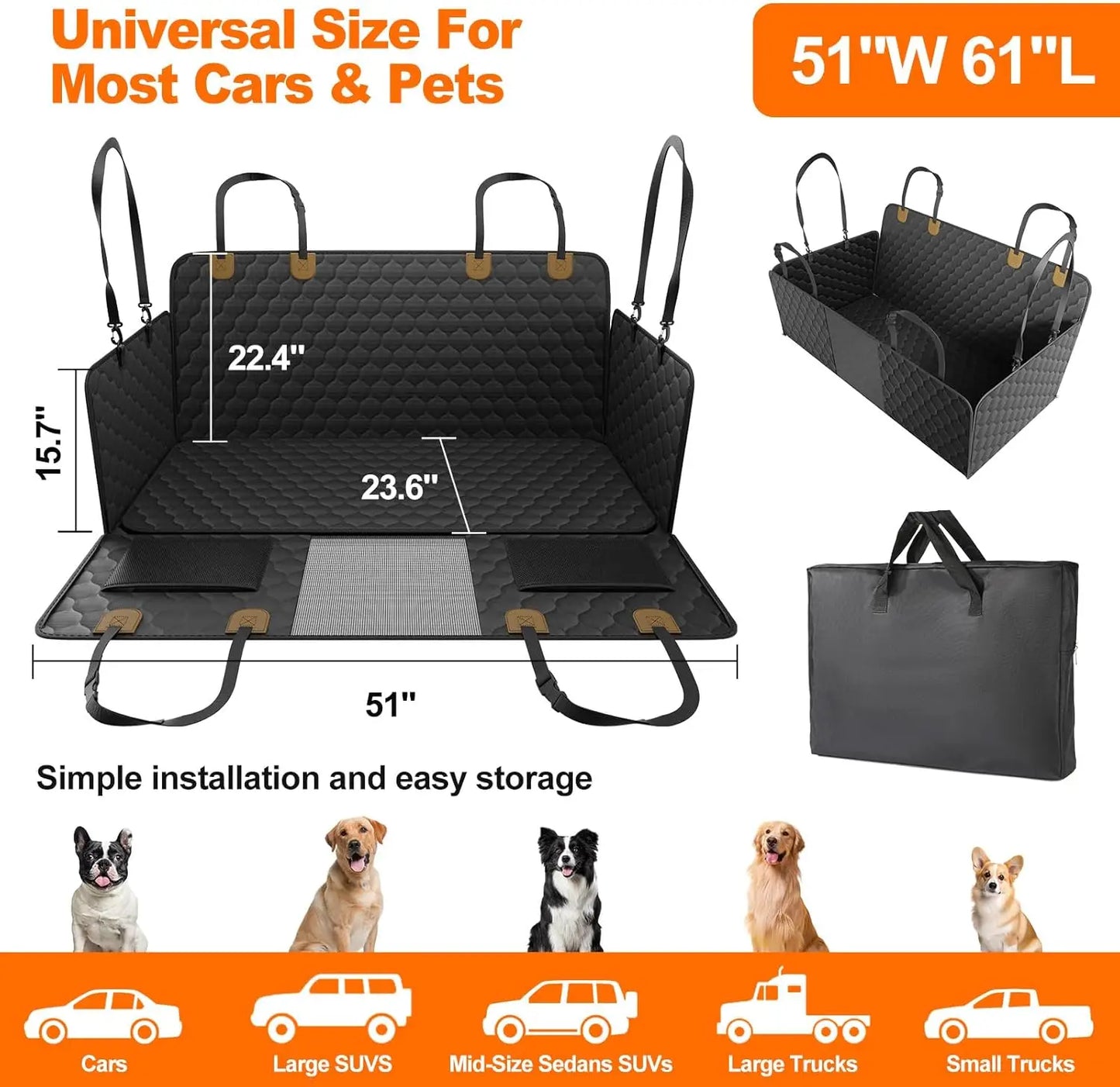 Waterproof Dog Car Seat Cover and Safety Hammock for Travel - Safety First Gear 25