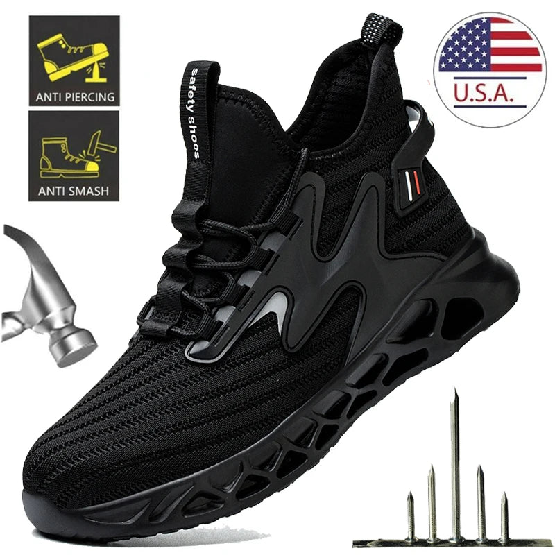 Safety Shoes Men Breathable Work Steel Toe AntiPuncture - Safety First Gear 25