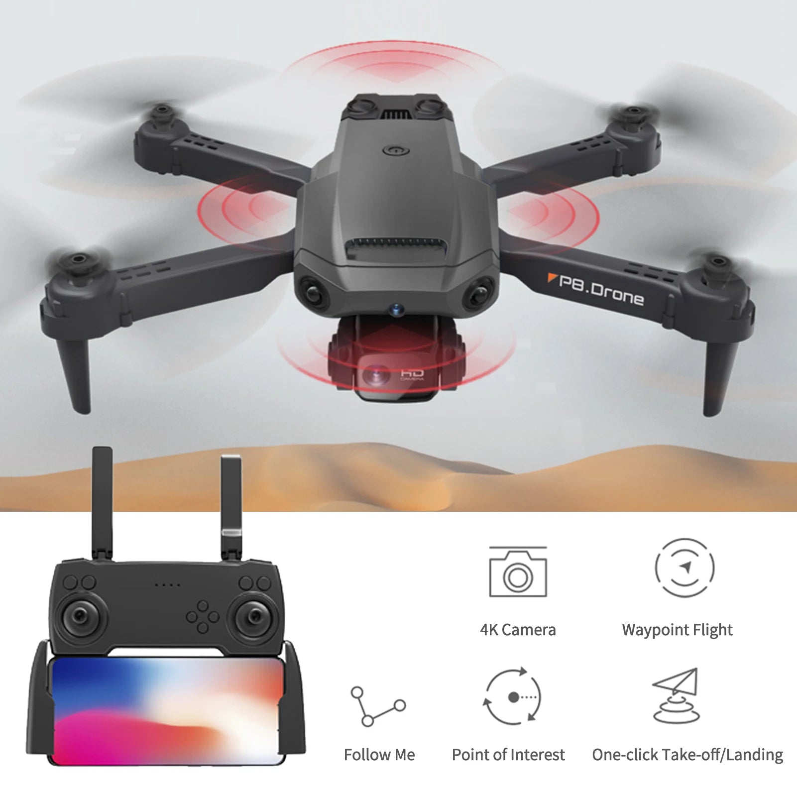 4K Camera RC Drone with Obstacle Avoidance and Gesture Control - Safety First Gear 25