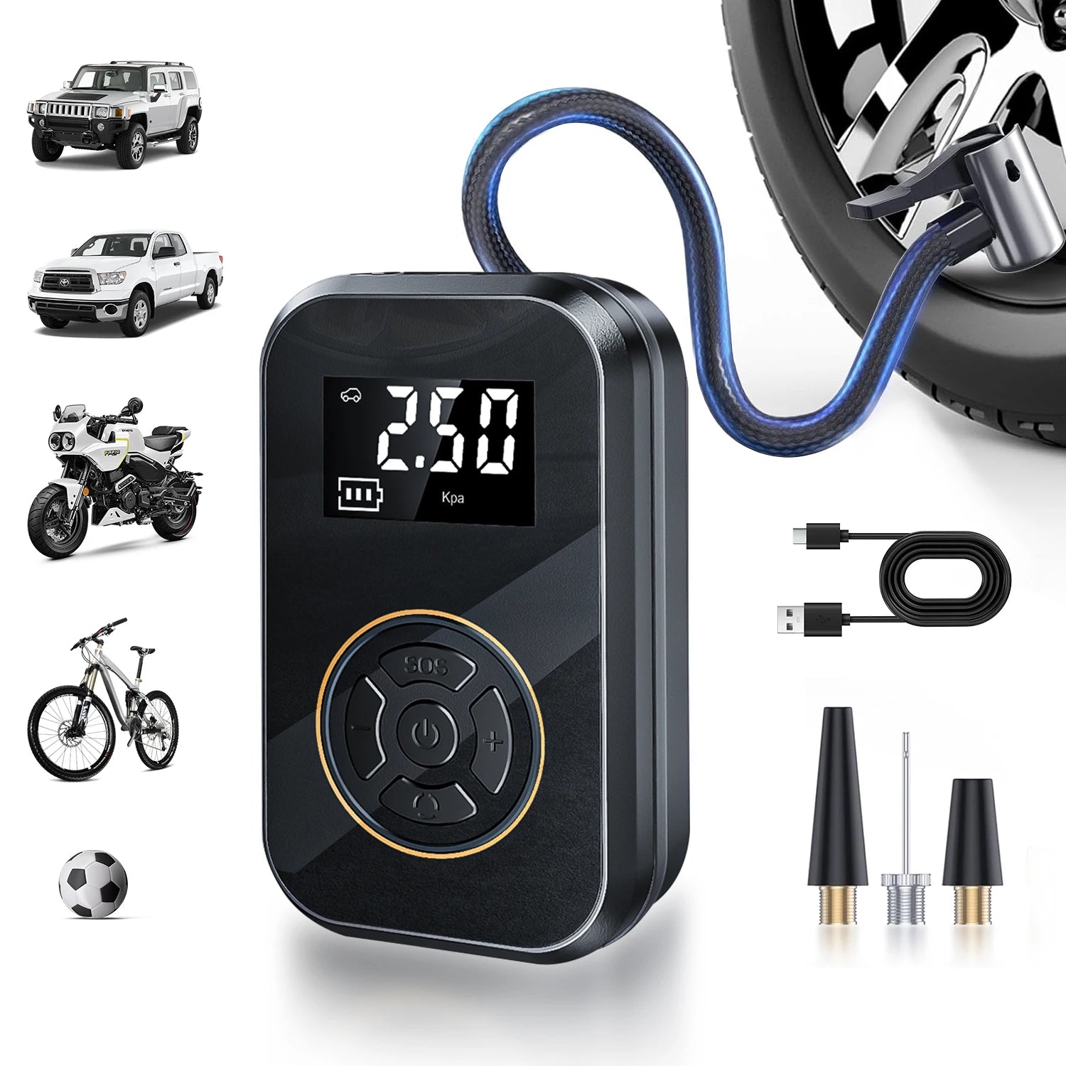 Belibuy Portable Tire Inflator With Digital Display Pump - Safety First Gear 25