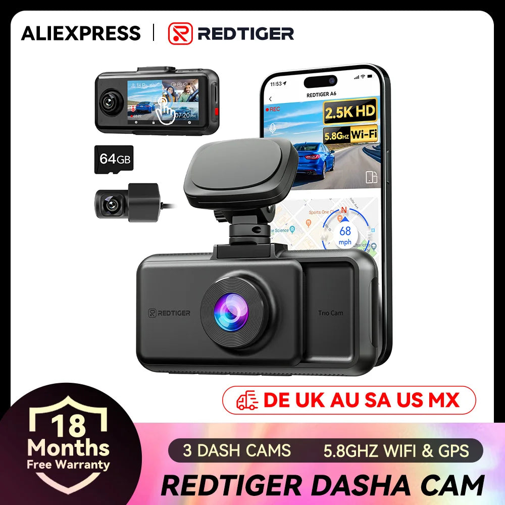 Redtiger A6 4K Dash Cam with Night Vision and GPS - Safety First Gear 25