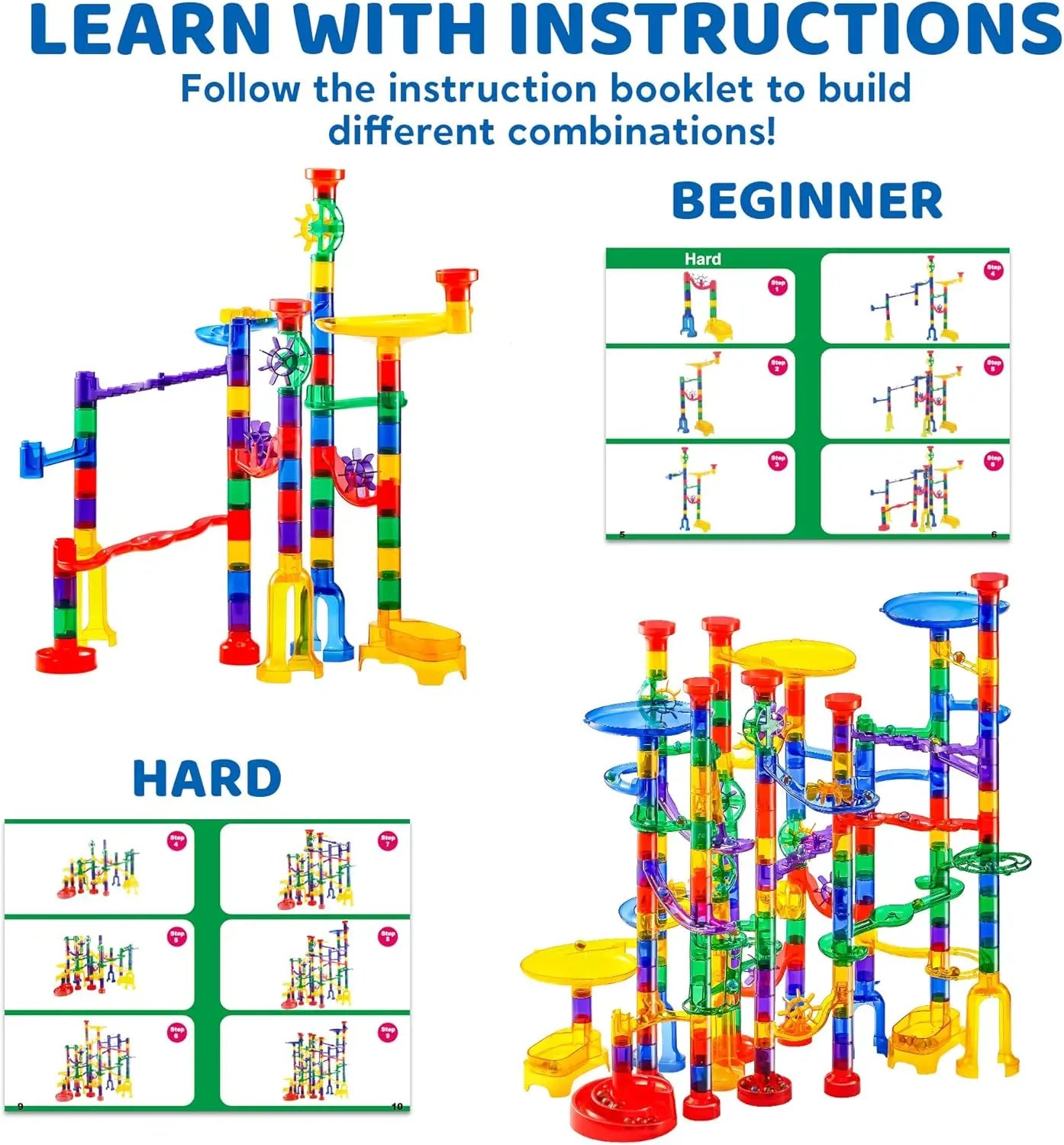 Joyfy 207 Piece Glowing Marble Run Set For Kids Toy