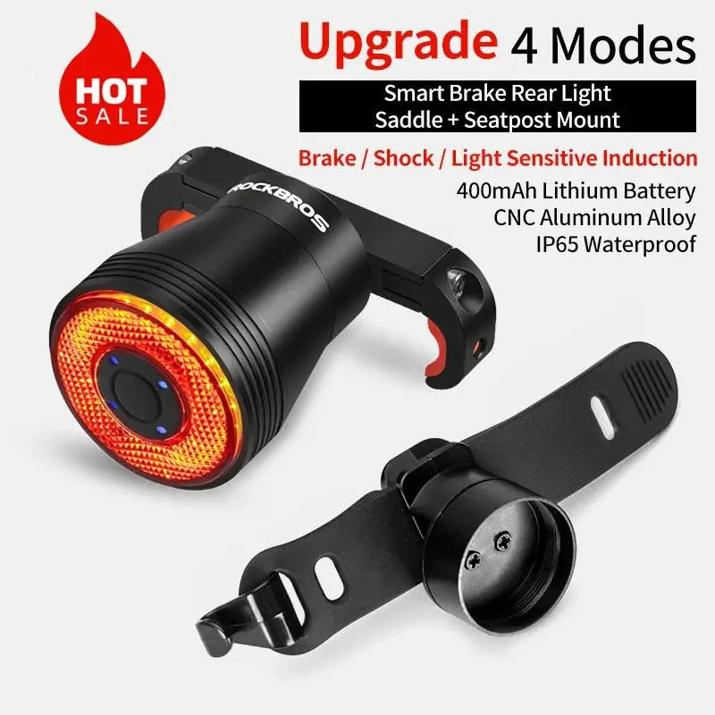 RockBros Bicycle Smart Auto Brake Sensing Taillight IPx6 Waterproof LED