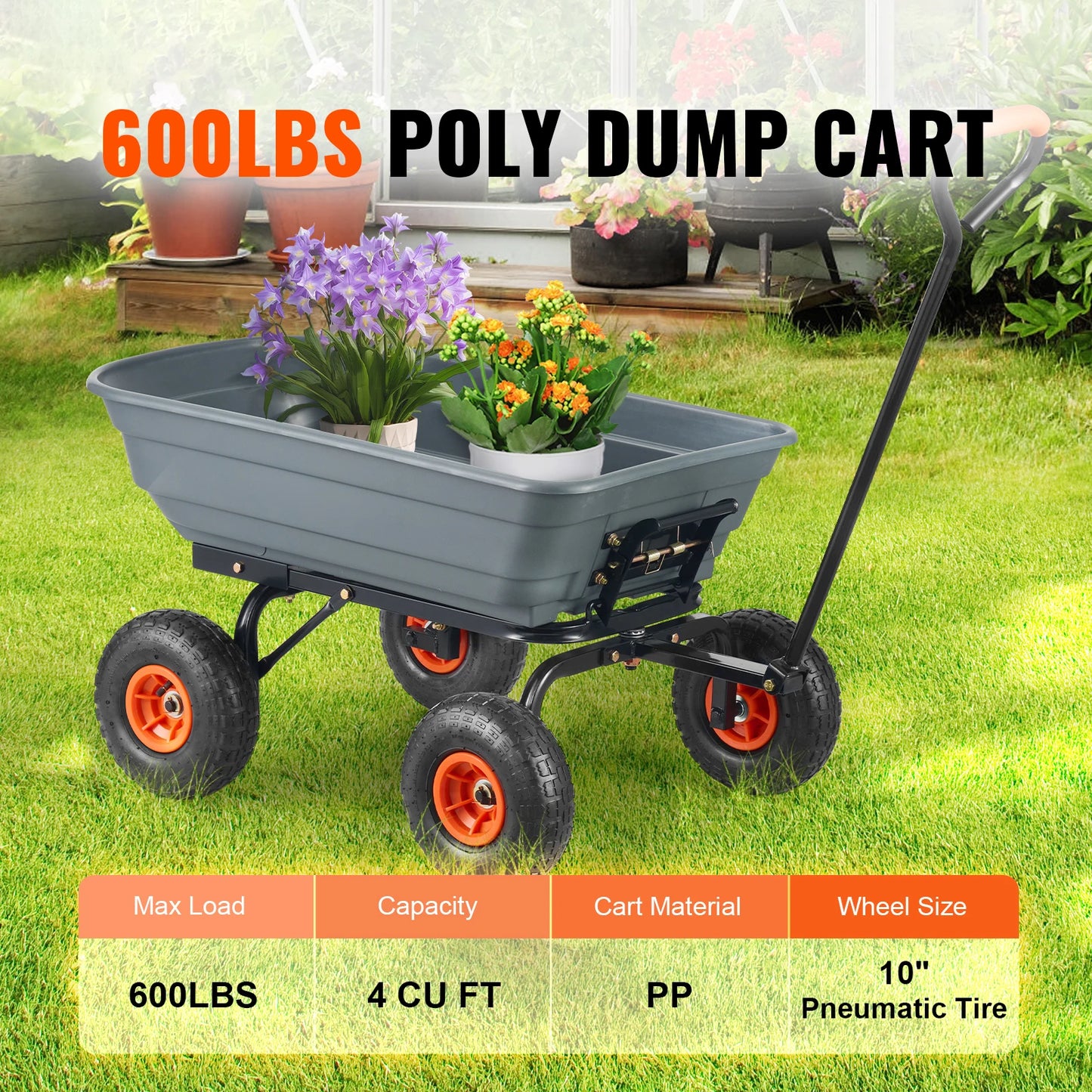 VEVOR SucceBuy Poly Garden Dump Cart Easy Assembly