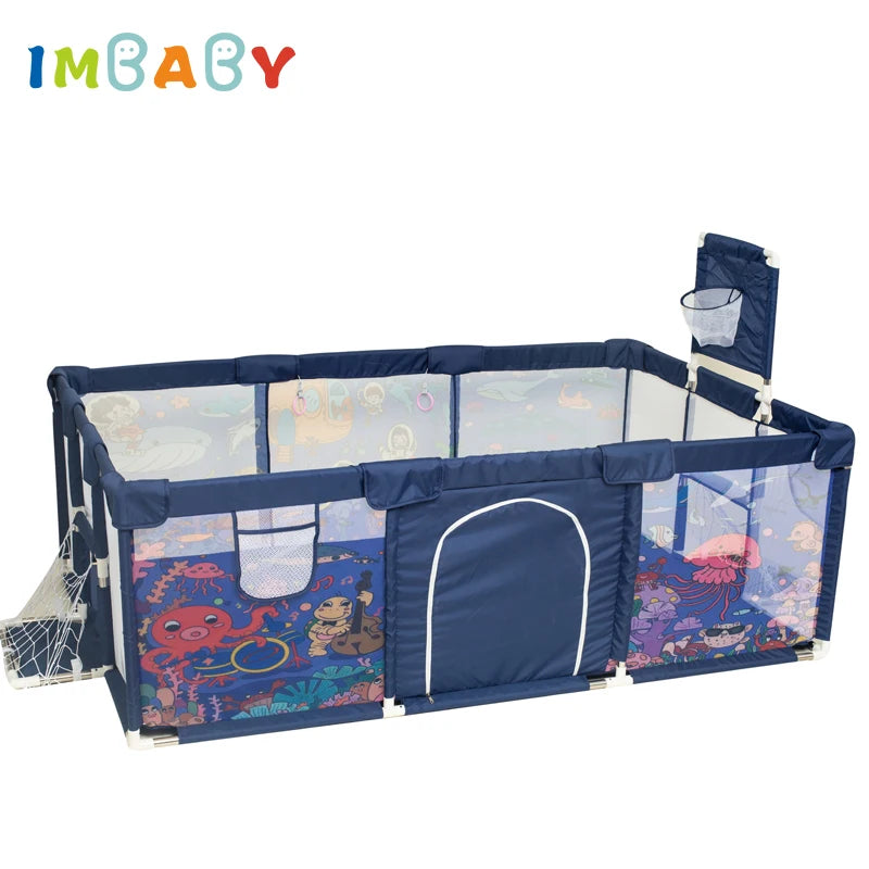IMBABY Playpen With Basketball Fence For Children Safety