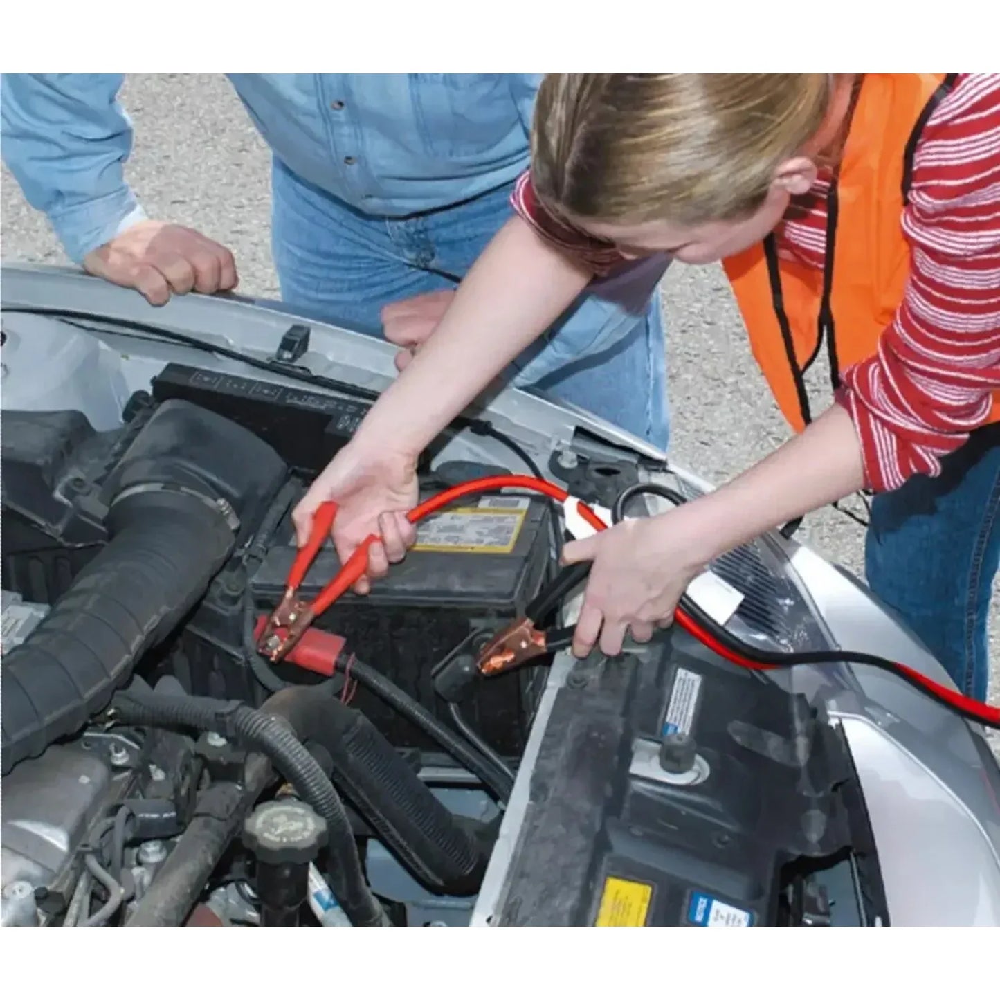 Compact 12V Booster Cable Jump Starter Kit for Emergency Roadside