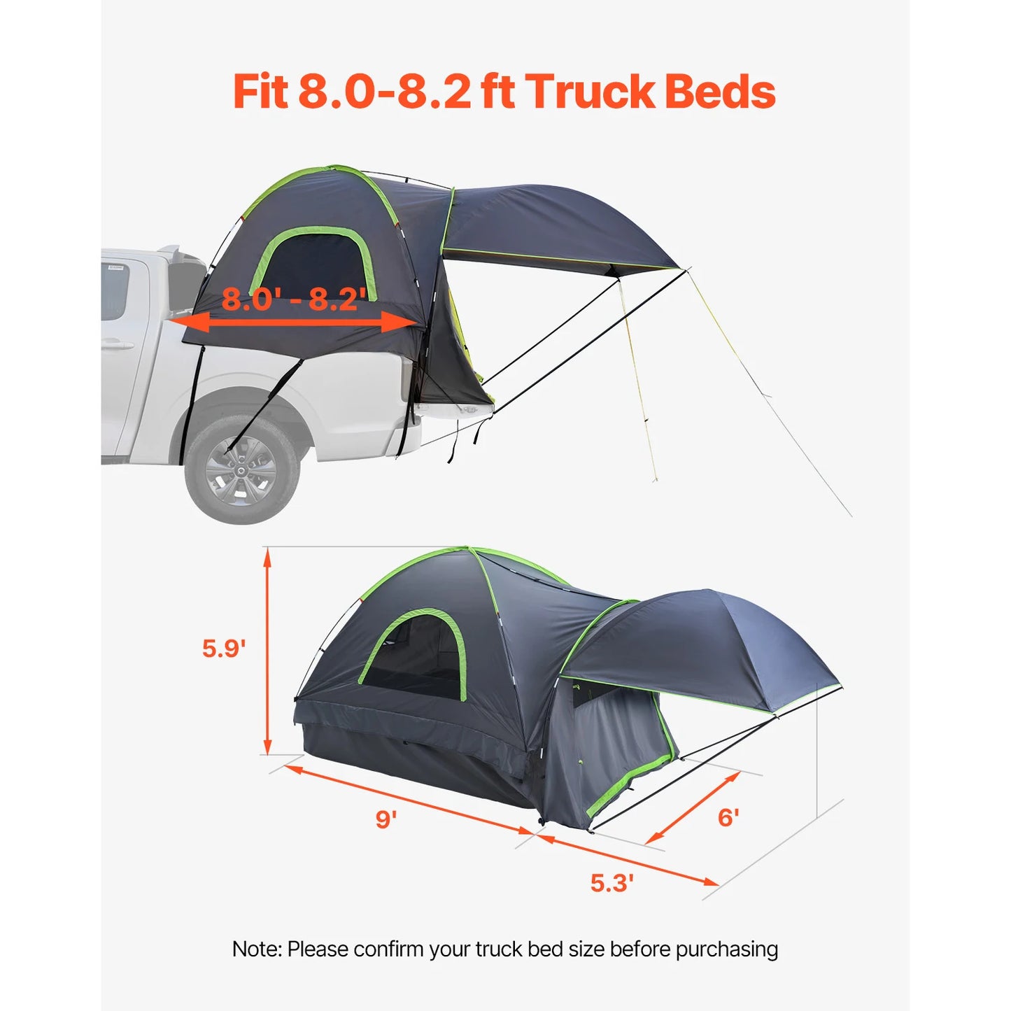 SucceBuy Pickup Truck Bed Tent for Camping Waterproof Expandable Awning - Safety First Gear 25