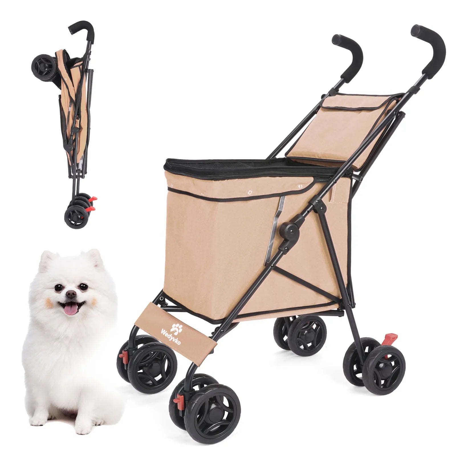 Pet Stroller for Dogs and Cats Travel Carrier with Wheels - Safety First Gear 25