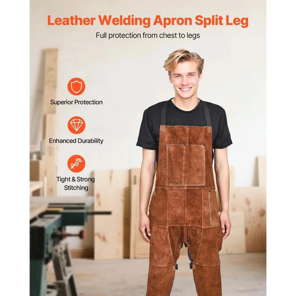 Heavy Duty Flame Resistant Cowhide Leather Welding Apron - Safety First Gear 25